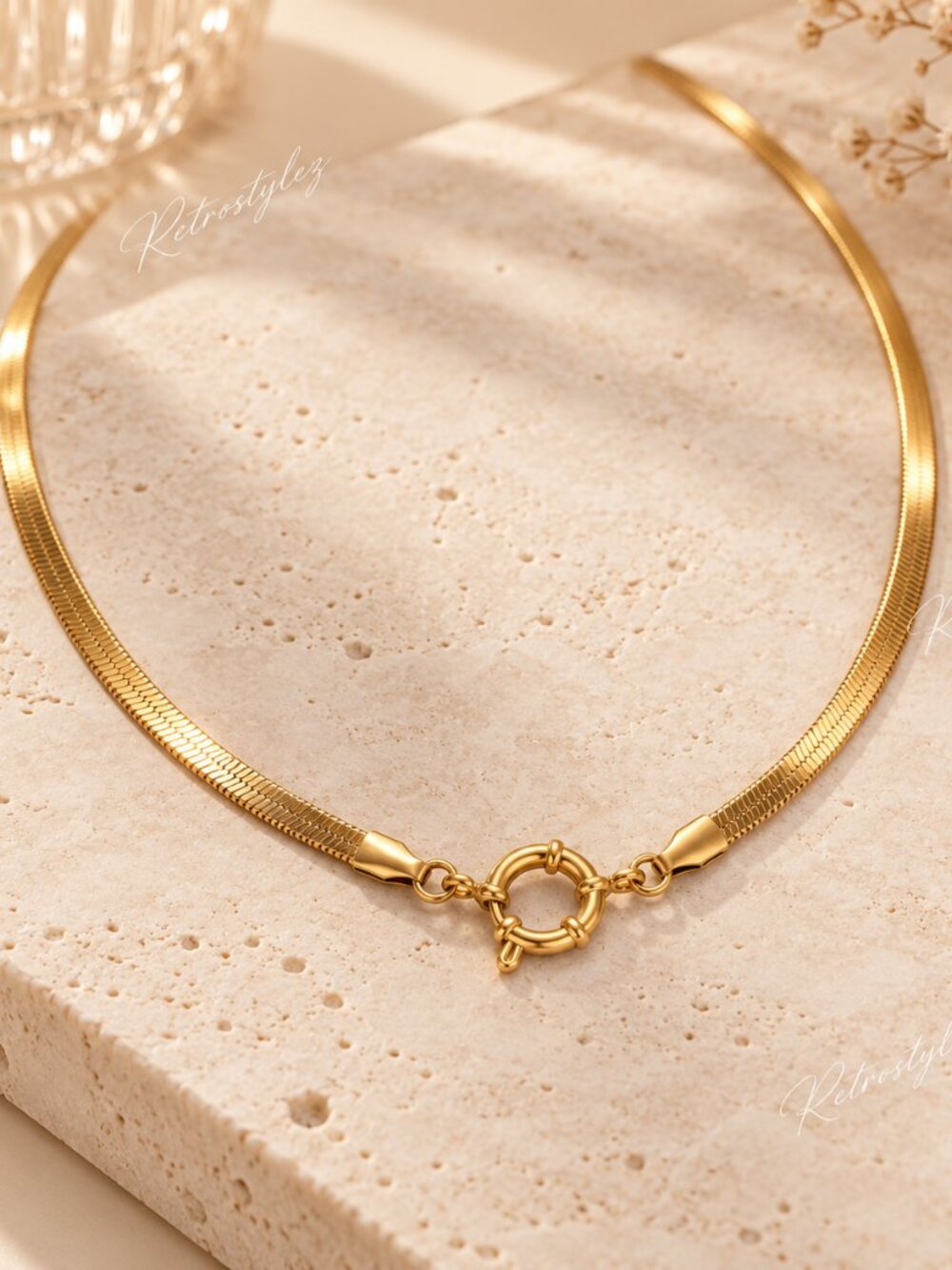 17" Womens 14K Gold Womens Modern Ring Clasp Style Necklace 14 K Silver Jewelry